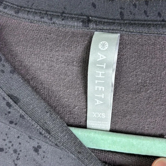 Athleta Studio to Street Print Sweatshirt in charcoal grey splatter size XXS - Picture 5 of 8